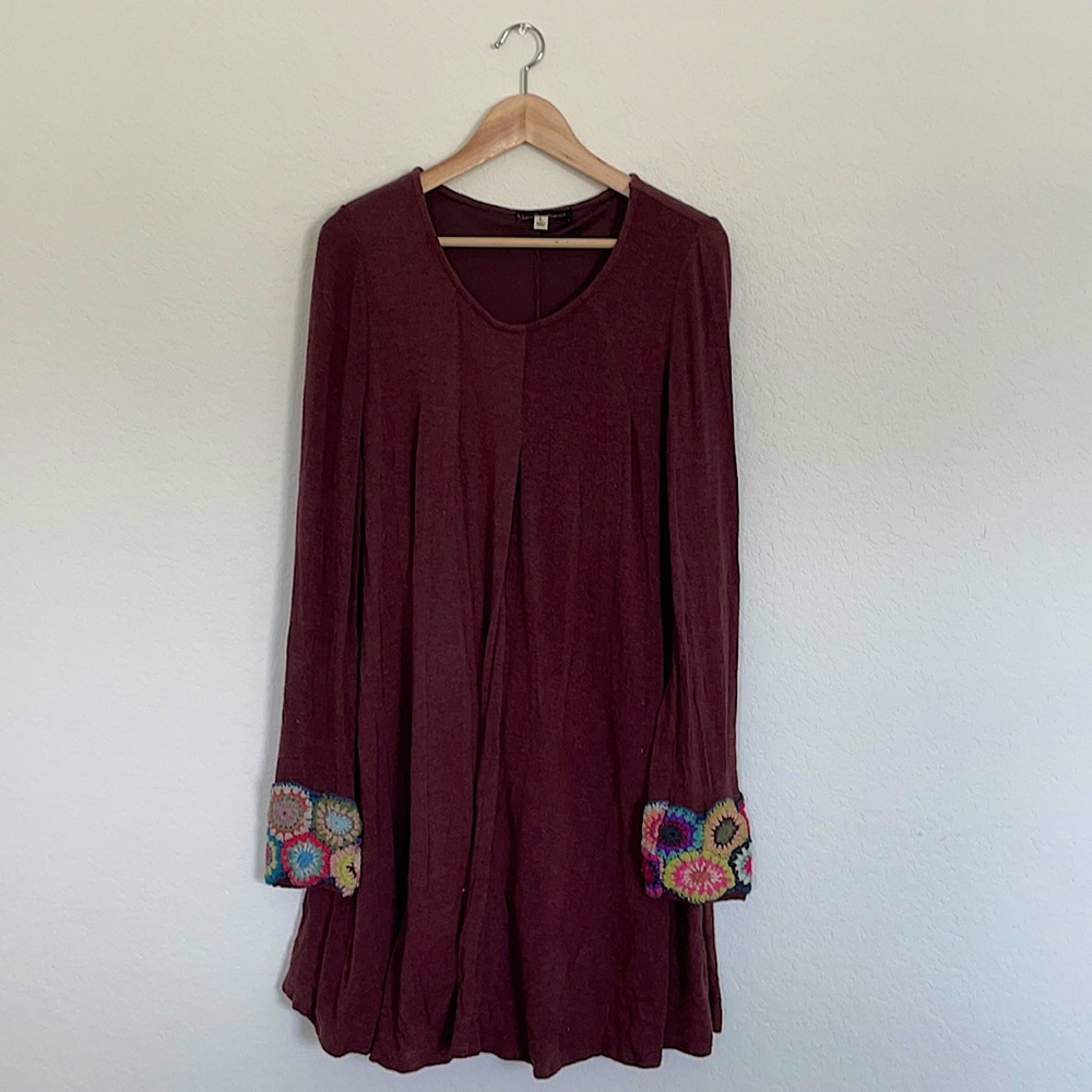 Crochet Sleeve Mini Swing Dress